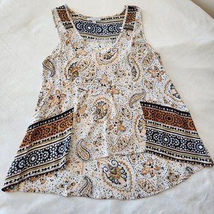 Patrons of Peace sleeveless top Size XS paisley cream high low